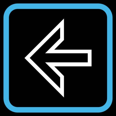 Ok sol vektör simgesi bir çerçeve içinde