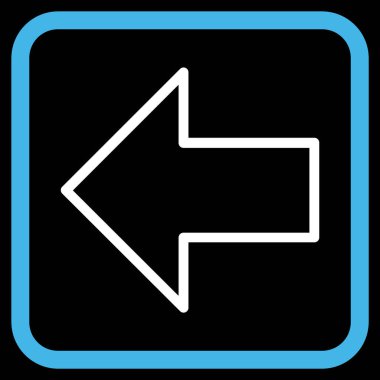 Ok sol vektör simgesi bir çerçeve içinde