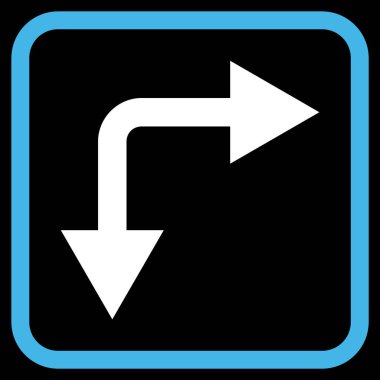 Vektör simgesi bir çerçeve içinde aşağı doğru çatallanma ok