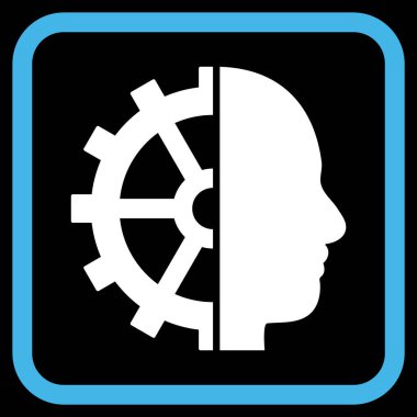 Cyborg dişli vektör simgesi bir çerçeve içinde