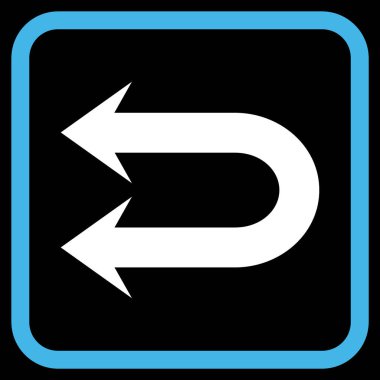 Çift sol ok vektör simgesi bir çerçeve içinde