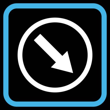 Aşağı doğru yuvarlak ok vektör simgesi bir çerçeve içinde