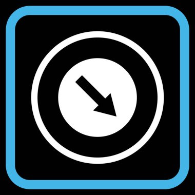 Aşağı doğru yuvarlak ok vektör simgesi bir çerçeve içinde