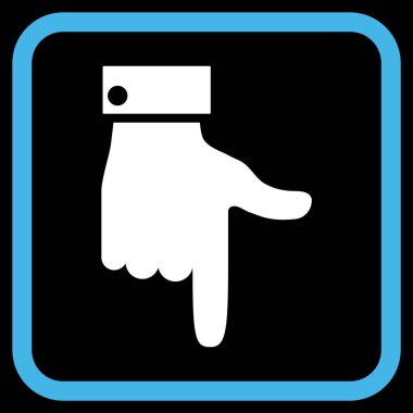 Vektör simgesi bir çerçeve içinde aşağı el işaretçisi