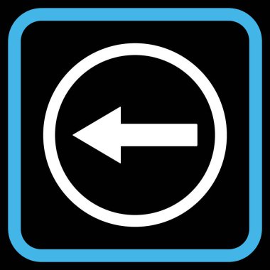 Sol ok vektör simgesi bir çerçeve içinde yuvarlak