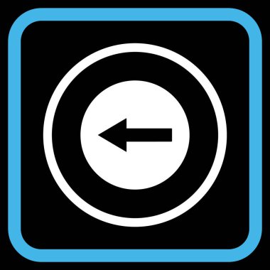 Sol ok vektör simgesi bir çerçeve içinde yuvarlak