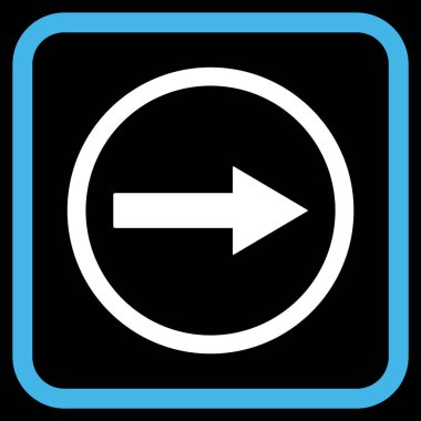 Sağ ok vektör simgesi bir çerçeve içinde yuvarlak