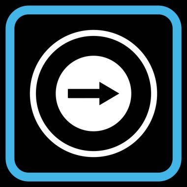 Sağ ok vektör simgesi bir çerçeve içinde yuvarlak