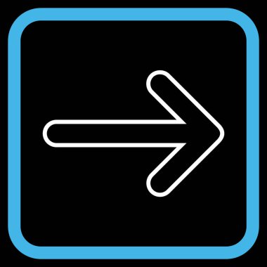 Yuvarlak ok doğru vektör simgesi bir çerçeve içinde