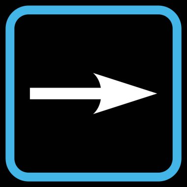 Keskin ok doğru vektör simgesi bir çerçeve içinde