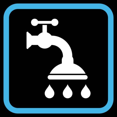 Duş musluk vektör simgesi bir çerçeve içinde