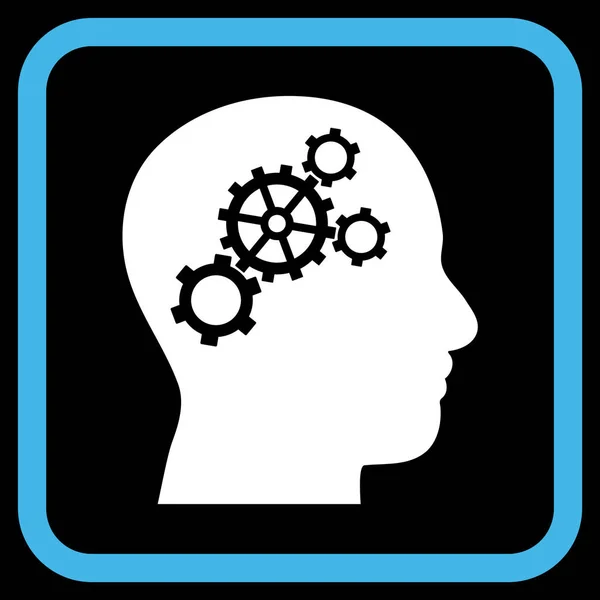 Brain Gears Vector Icon In a Frame — Stock Vector