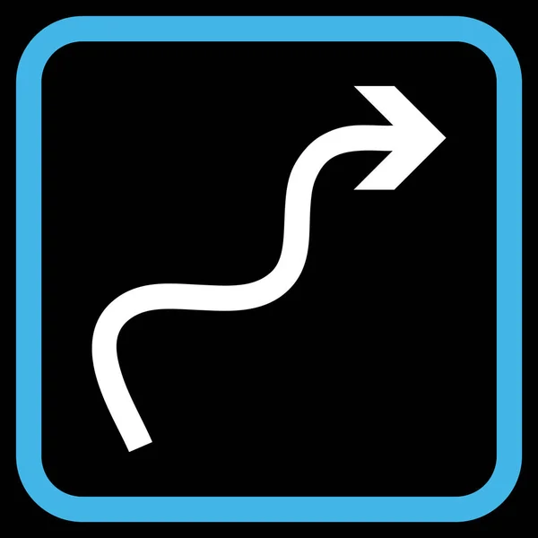 Icono de vector de flecha curva en un marco — Vector de stock