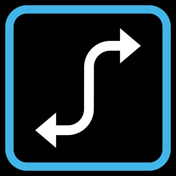 Ícone de vetor de seta de curvatura oposto em um quadro — Vetor de Stock