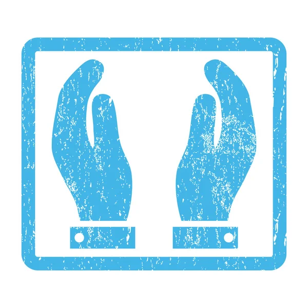 Cuidado manos icono sello de goma — Vector de stock