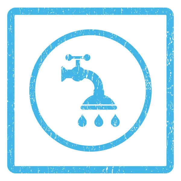 Shower Tap Icon Rubber Stamp — Stock Vector