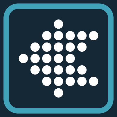 Noktalı ok sol vektör simgesi bir çerçeve içinde