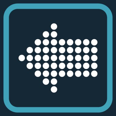 Noktalı ok sol vektör simgesi bir çerçeve içinde