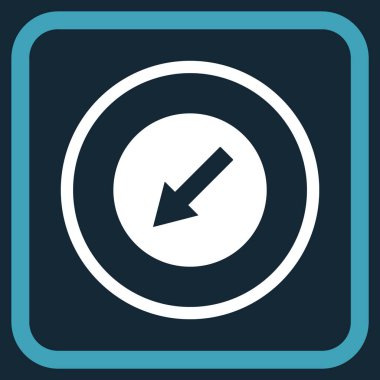 Aşağı sol yuvarlak ok vektör simgesi bir çerçeve içinde