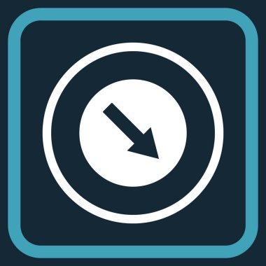 Aşağı doğru yuvarlak ok vektör simgesi bir çerçeve içinde