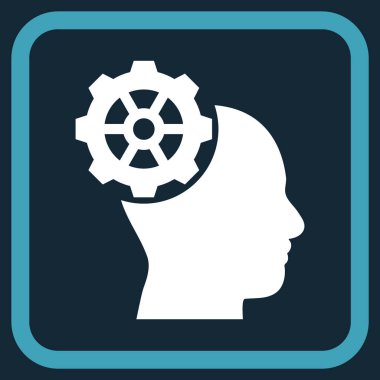 Vektör simgesi bir çerçeve içinde kafa dişli