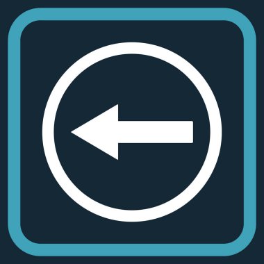 Sol ok vektör simgesi bir çerçeve içinde yuvarlak