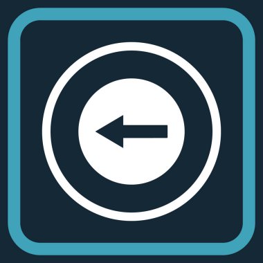 Sol ok vektör simgesi bir çerçeve içinde yuvarlak