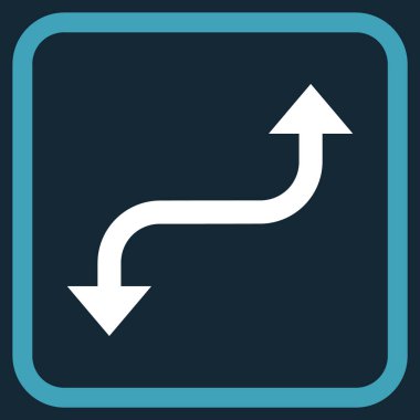 Tam tersi ok vektör simgesi bir çerçeve içinde kavisli