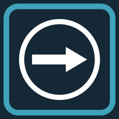 Sağ ok vektör simgesi bir çerçeve içinde yuvarlak