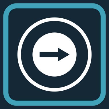 Sağ ok vektör simgesi bir çerçeve içinde yuvarlak