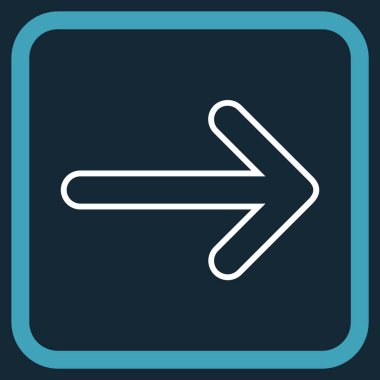 Yuvarlak ok doğru vektör simgesi bir çerçeve içinde