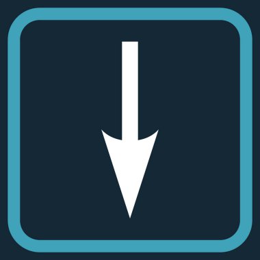 Vektör simgesi bir çerçeve içinde aşağı ok keskin