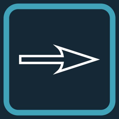 Keskin ok doğru vektör simgesi bir çerçeve içinde