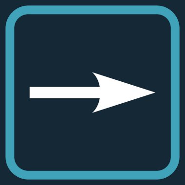 Keskin ok doğru vektör simgesi bir çerçeve içinde