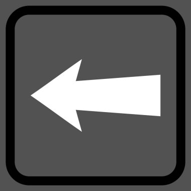 Ok sol vektör simgesi bir çerçeve içinde