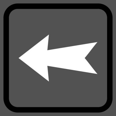 Ok sol vektör simgesi bir çerçeve içinde