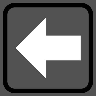 Ok sol vektör simgesi bir çerçeve içinde