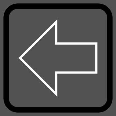 Ok sol vektör simgesi bir çerçeve içinde