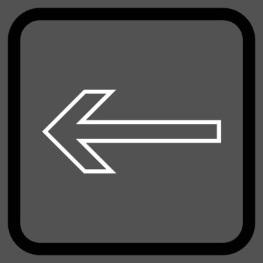 Ok sol vektör simgesi bir çerçeve içinde