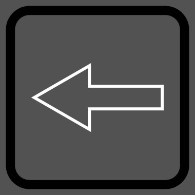 Ok sol vektör simgesi bir çerçeve içinde