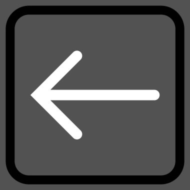 Ok sol vektör simgesi bir çerçeve içinde