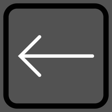 Ok sol vektör simgesi bir çerçeve içinde