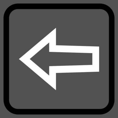 Ok sol vektör simgesi bir çerçeve içinde