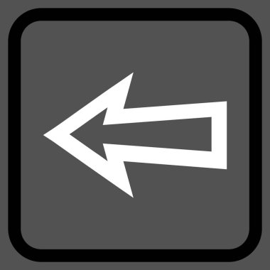 Ok sol vektör simgesi bir çerçeve içinde