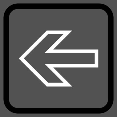 Ok sol vektör simgesi bir çerçeve içinde