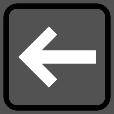 Ok sol vektör simgesi bir çerçeve içinde