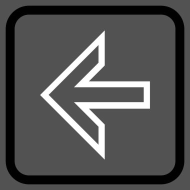 Ok sol vektör simgesi bir çerçeve içinde