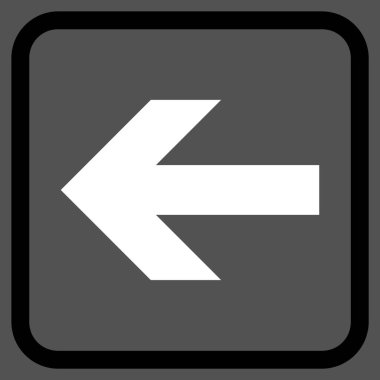 Ok sol vektör simgesi bir çerçeve içinde