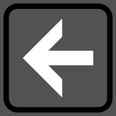 Ok sol vektör simgesi bir çerçeve içinde