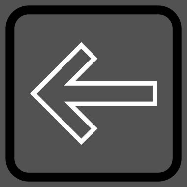 Ok sol vektör simgesi bir çerçeve içinde